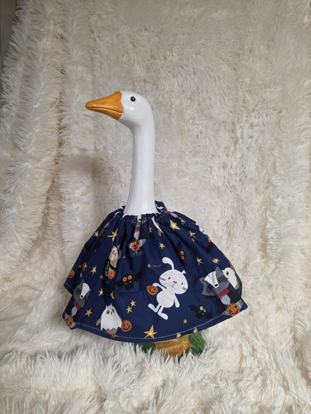 19" Handmade Navy Halloween Print Goose Dress